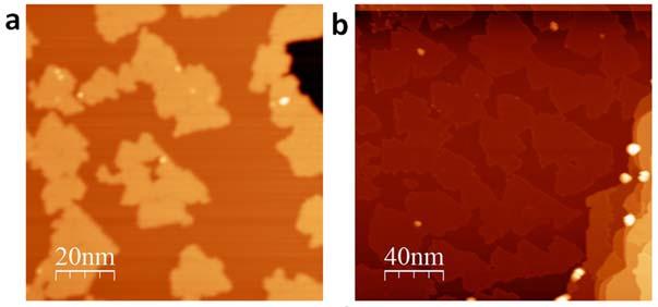 3. Boron growth on Ag(111) with increasing coverage Supplementary Figure 3 STM images taken on the 2D boron on Ag(111) surface with various coverages: (a) about 50%; (b) about 80%; (c) about 95%.