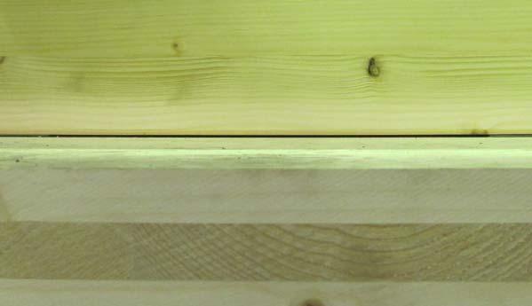 The nails of the nail plates become visible when the gap between the glulam and CLT elements exceeds.