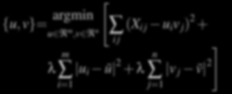 UVLearn Objective Given parameter X R m n λ (regularized), solve: {u,v}= argmin u R