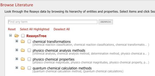 SEARCHING REACTIONS THROUGH REAXYSTREE ReaxysTree currently contains 4 taxonomies, one of which is chemical transformations All the hierarchies