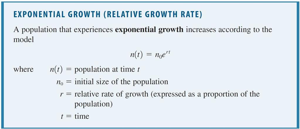 Exponential Growth (Relative Growth Rate) For instance, if r = 0.