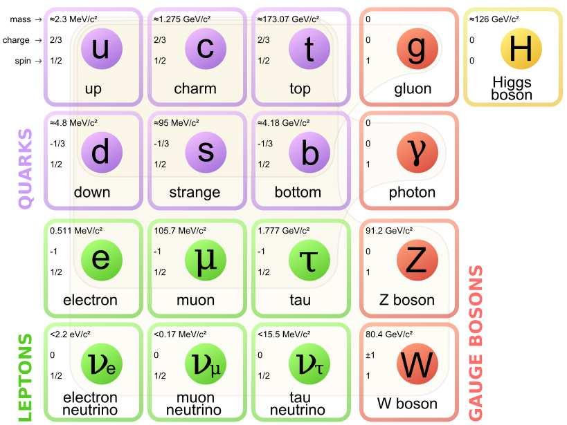 The Standard Model This are all the particles we believe make up the universe. For each Quark and Lepton there is an antiparticle.