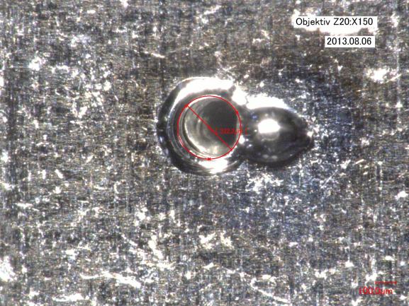 Author name / Energy Procedia 00 (2013) 000 000 Fig.6: Laser drilled hole of d= 320µm. The hole diameter is close to the fiber diameter (230µm).