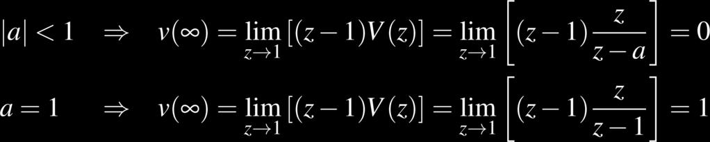 Z transform V z = theorems we have z z a, from the initial and