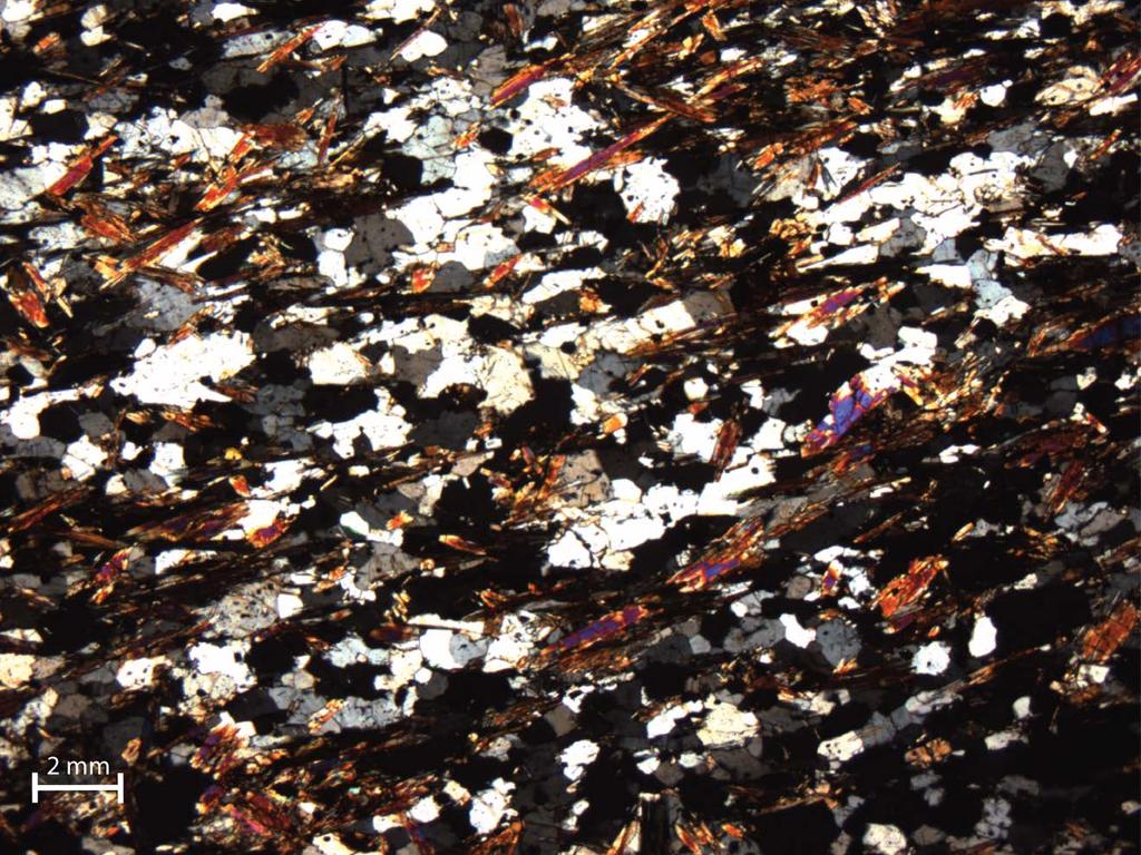 Figure 2. Photomicrograph (cross-polars) of quartz-sillimanite schist.