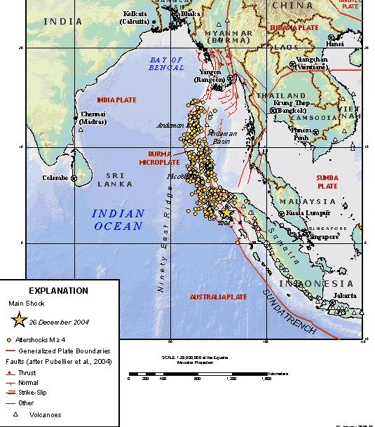 Sumatran Earthquake and Tsunami December 26 th, 2004 Megathrust along subduction zone between Australian plate and Burma and Sunda microplates.