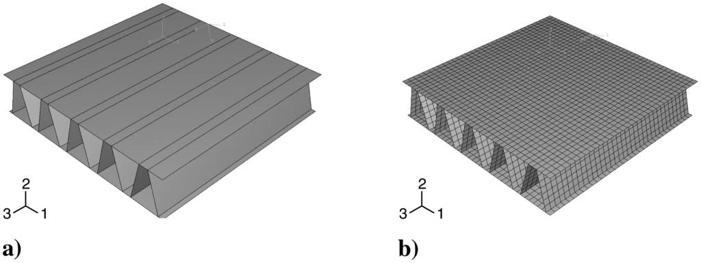 393 MARTINEZ ET AL. Fig. 1 ITPS out-of-plane deformation. FE a) model and ) mesh. III. Results A.