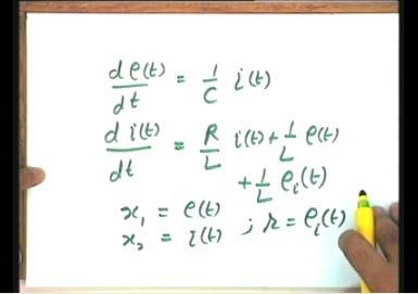And another equation I can write about this system is this that: i equal to C de by dt.