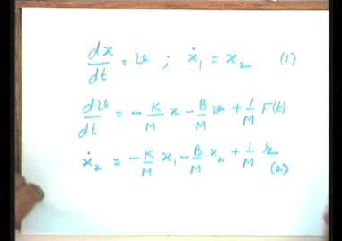 derivative of the state variables in terms of state variables and the input variables. So this is the first equation I get as far as my state variable formulation is concerned.