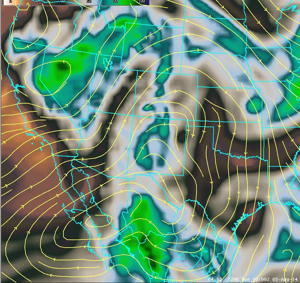Upper Level Forecast Chart (Image is Moisture) Tonight Weekly Weather Briefing Tonight: Upper level disturbance over the Great Basin will result in