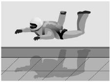 Forces Hardest Figure 1 shows a skydiver training in an indoor wind tunnel. Large fans below the skydiver blow air upwards. Figure 1 (a) The skydiver is in a stationary position.