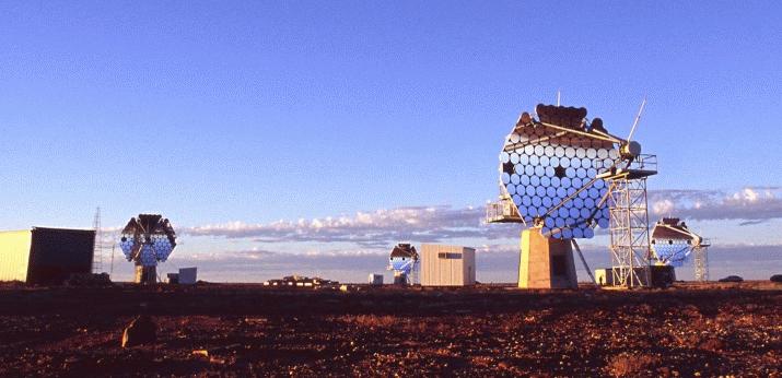 2 Figure 1. The CANGAROO-III telescopes in Woomera, South Australia, as of March 2004. From the left to right, they are called T2, T3, T4 and T1 in the order of construction.