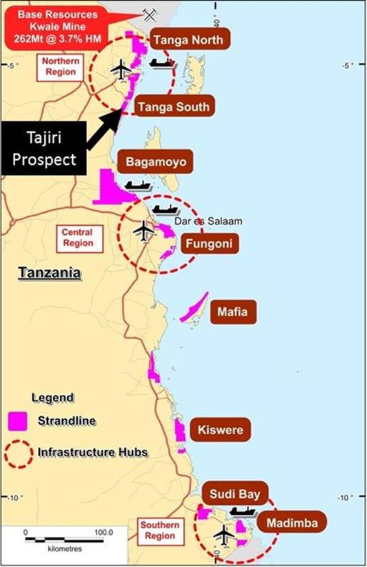 INTRODUCTION TO TANZANIAN PROJECTS Strandline controls approximately 3,100 square kilometres of exploration tenure along the Tanzanian coastline covering most of the ground with potential for mineral
