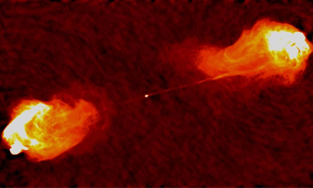 Cygnus A: Nearby prototype of a powerful radio galaxy Black hole is at center of
