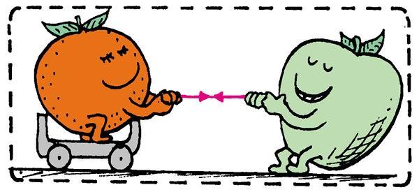friction Consider the apple+orange as one system. Then the only external force is friction.