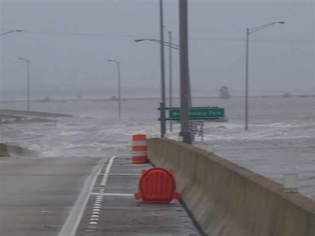 Storm surge along Gulf Coast US90 to I-10EB I Ramp Bridge Baldwin County, Alabama (Just