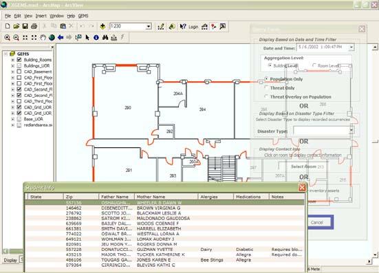 Another query capability is to zoom down to the room level of the buildings.