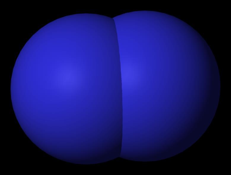 A diatomic molecule of the element nitrogen N 2 Note: This is described as a homonuclear molecule because the atoms are all of the same element.