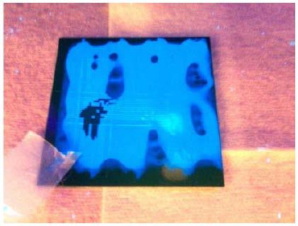 Overcoming the Challenges Presented with Automatic Selective Conformal Coating of Advanced Page 5 Figure 8 shows the Taiyo solder mask sample without plasma treatment.