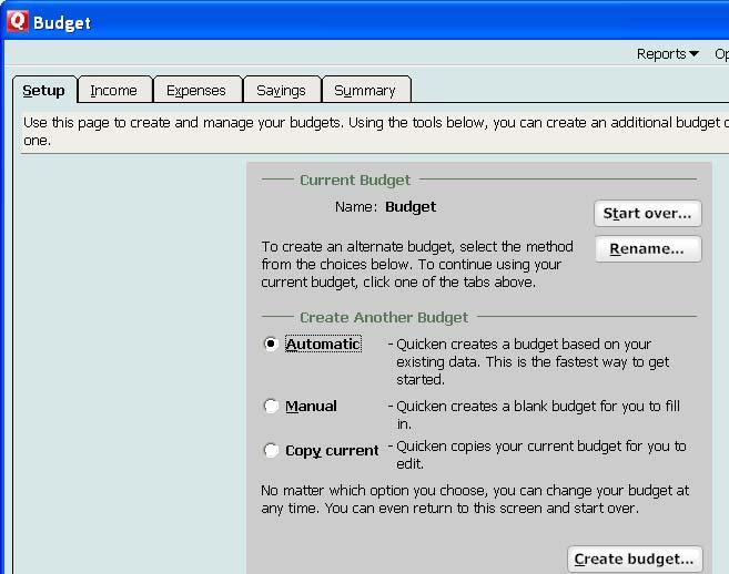 Using the Budget Features in Quicken 2008 Quicken budgets can be used to summarize expected income and expenses for planning purposes.
