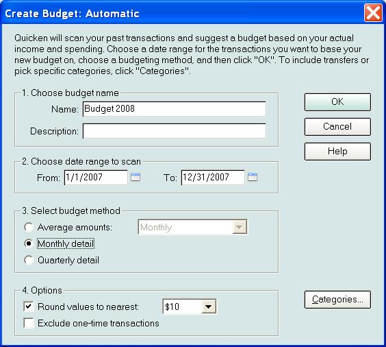 Select Automatic. (A budget is created using your existing information.) Click Create Budget.