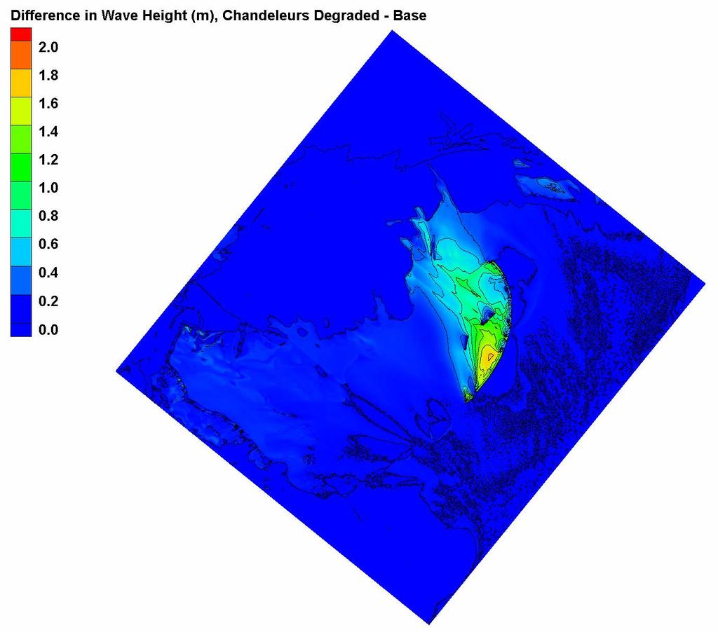 Bathymetry Sensitivity Wave Height Differences: Degraded Base