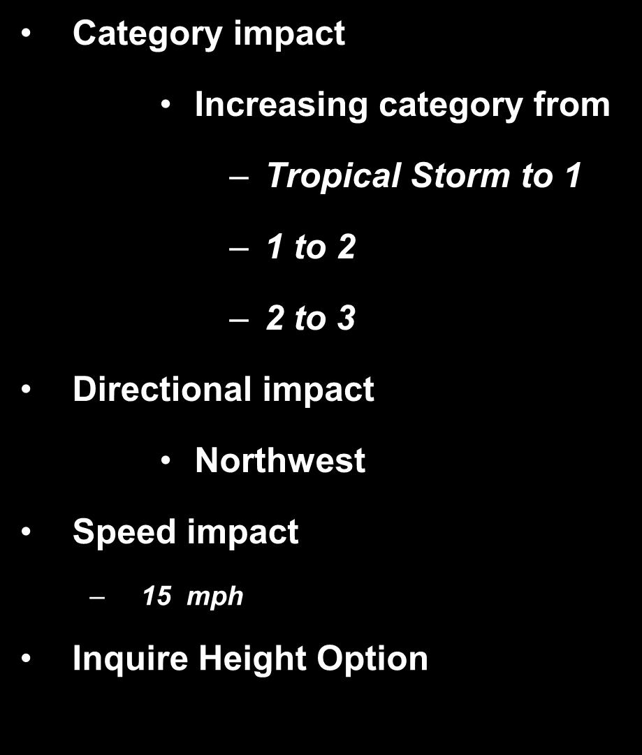 Storm to 1 1 to 2 2 to 3 Directional impact
