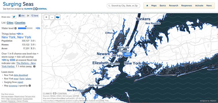 Web Alert: Surging Seas Sea Level Rise Analysis Mapping Areas Potentially