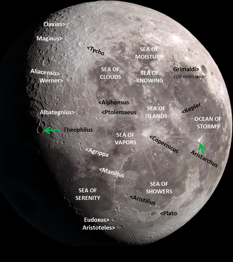 Waning Gibbous Moon Map Use this map to find and name craters and other features when the