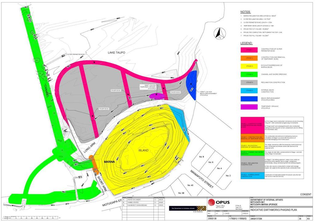 Figure 9. Motuoapa marina upgrade and earthworks plan (from Crawford, 2015) Figure 8. Location of the hottest Motuoapa spring and the surrounding steaming ground at 184934 E and 5687343 N.