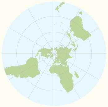 Figure 2.16: Polar azimuthal stereographic projection is a planar projection with a conformal property (Knippers, 2009).