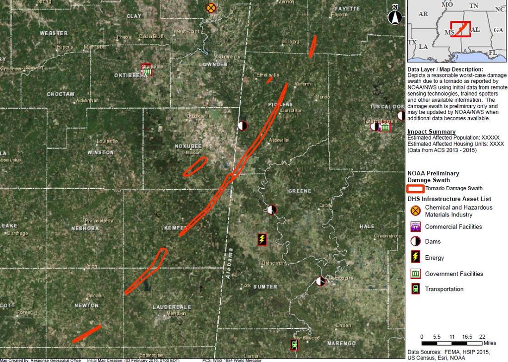 Severe Weather Southern US Severe Weather & Impacts: SPC Storm Reports 12 Preliminary Tornadoes, 19 Wind Reports & 1 Hail Report All watches & warning cancelled Scattered damage reported across rural