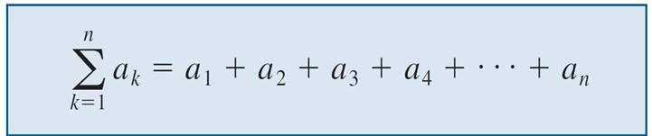 Sigma Notation Given a sequence a 1, a 2, a 3, a 4,... we can write the sum of the first n terms using summation notation, or sigma notation.