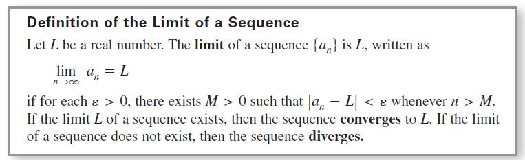 Limit of a Sequence Sequences whose terms approach limiting values are said to converge.