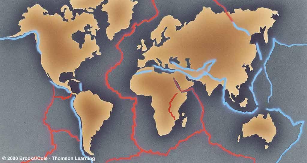 Plate Tectonics Earth s crust is fractured into plates Movement of plates driven by upwelling of molten rock Pacific plate North