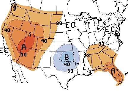 Temperature Outlook August December 2007 The August 2007 temperature outlook indicates an increased risk of above average temperatures across Utah, Wyoming, and most of Colorado (Figure 10a).