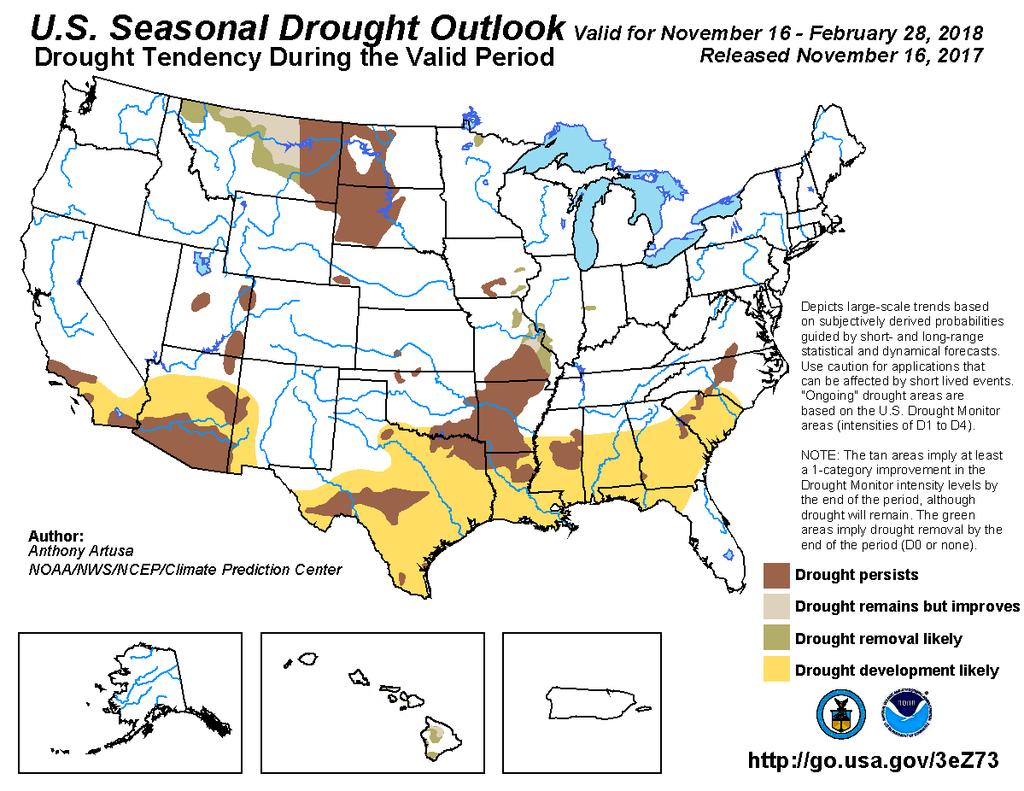 The bottom left image shows the 3-month precipitation outlook from Climate