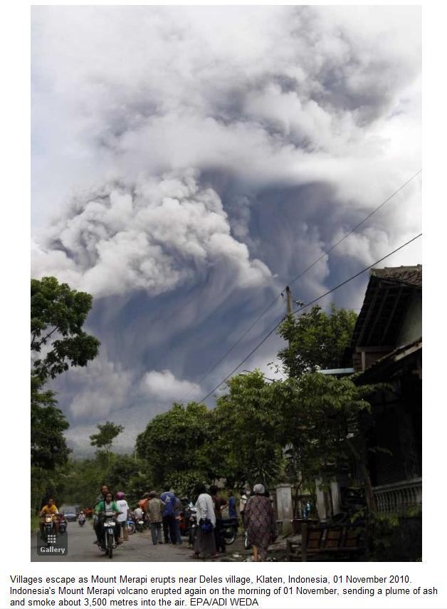 Mt Merapi Latitude: 7 32'30"S Indonesia's Mount Merapi erupted with renewed strength on Wednesday, the fourth eruption in eight days, forcing authorities to move refugee shelters further away from