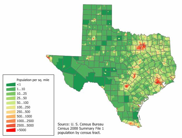 Population Density: Texas If electrons