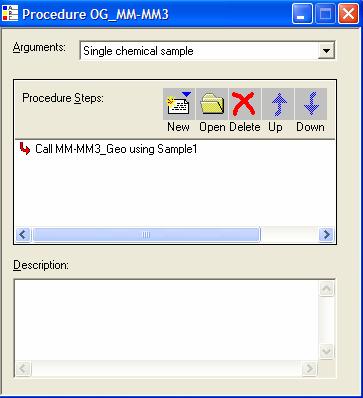 5. The small Procedure window that opens up can be either closed or minimized. 6. On the left hand side of the larger window that opens, click once on the chemical sample folder.