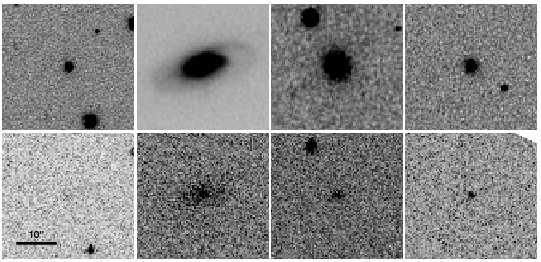 24 Fig. 5. Various sources on the reference images (top) and the absdiff images (bottom). The images are centered on the objects, and all have the same scale. At far left is SDSSJ205201.63+000051.