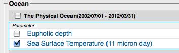 Part 2: Temperature patterns 1. From the Student Climate Data website (http://studentclimatedata.unh.edu), click on the Ocean Data tab at the top of the page. 2. Under Tools and Data in the left panel, click DICCE Portal to bring you out to the NASA DICCE data portal.