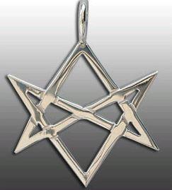 Slika 25: Enopotezni heksagram kot čarovniški simbol zaščite. Davidova zvezda se uporablja tudi v dekorativne namene. Najbolj poznan relief iz zgodnjih časov je na frizu sinagoge v Kapernaumu.