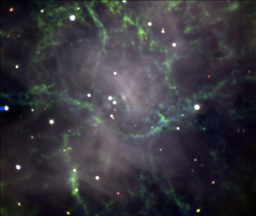 Crab pulsar CHIMERA optical image of the Crab Nebula and pulsar Synchrotron