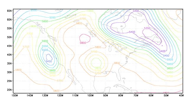 500 mb Height in RCM mode: 12 May 1993