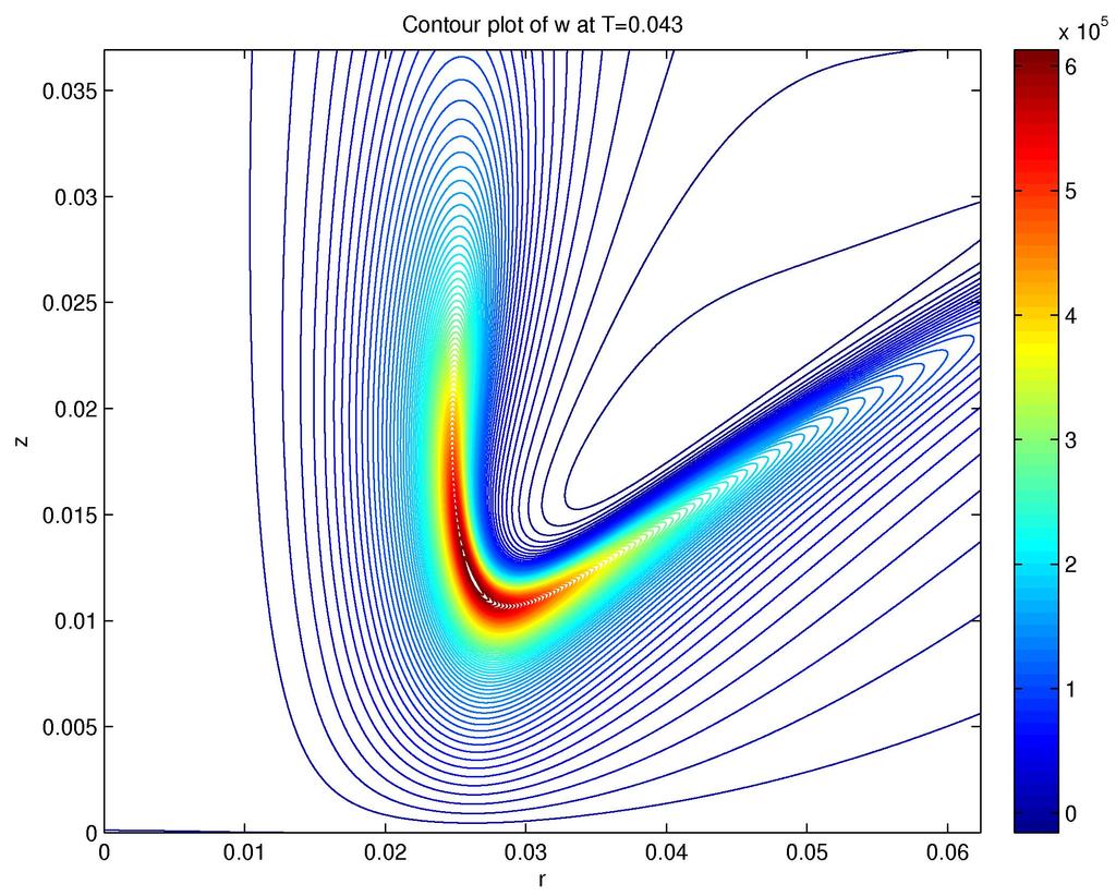 Contour plots of w 1 at t = 0.