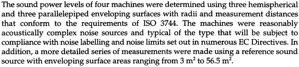 The programme focused on hemispherical and parallelepiped measurement surfaces since these underpin all of the sound-pressure based standards, but a conformal surface shape was also considered.