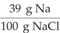 Percent means per hundred, so 39% sodium indicates that there are 39 g Na per 100 g NaCl.
