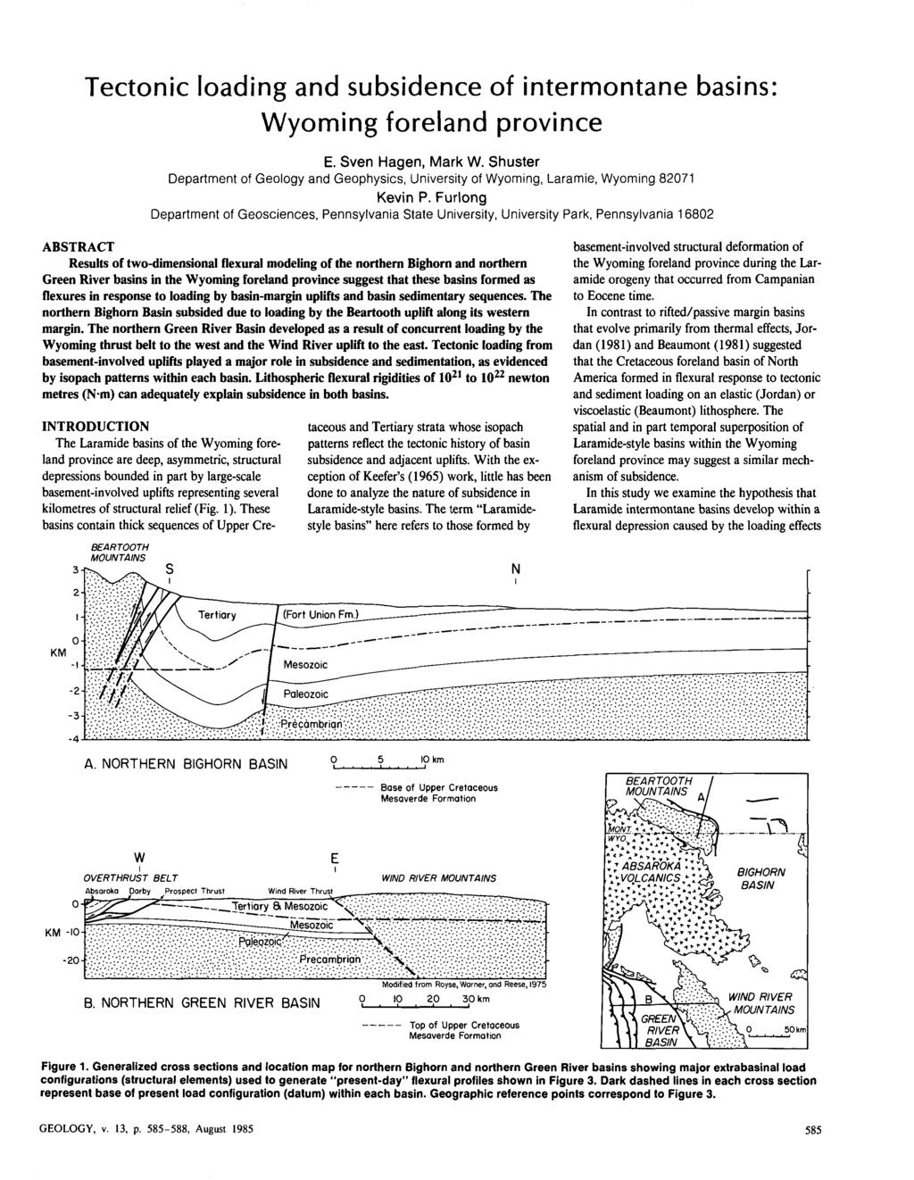 Flexure of the lithosphere in foreland basins BEARTOOTH MOUNTAINS 3- S N 2- I- M//\/ V ~* rtiary / (Fort Union FmJ 0- KM -I- Mesozoic -2- i l l