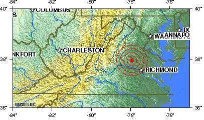 An earthquake in central Virginia was felt across much of the East Coast on Tuesday, causing light damage and forcing hundreds of thousands of people to evacuate buildings in New York, Washington and